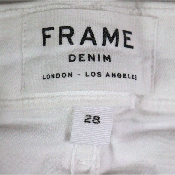 EC Frame Denim Le High Skinny White Raw Shredded Hem Jeans 26 - Picture 7 of 10